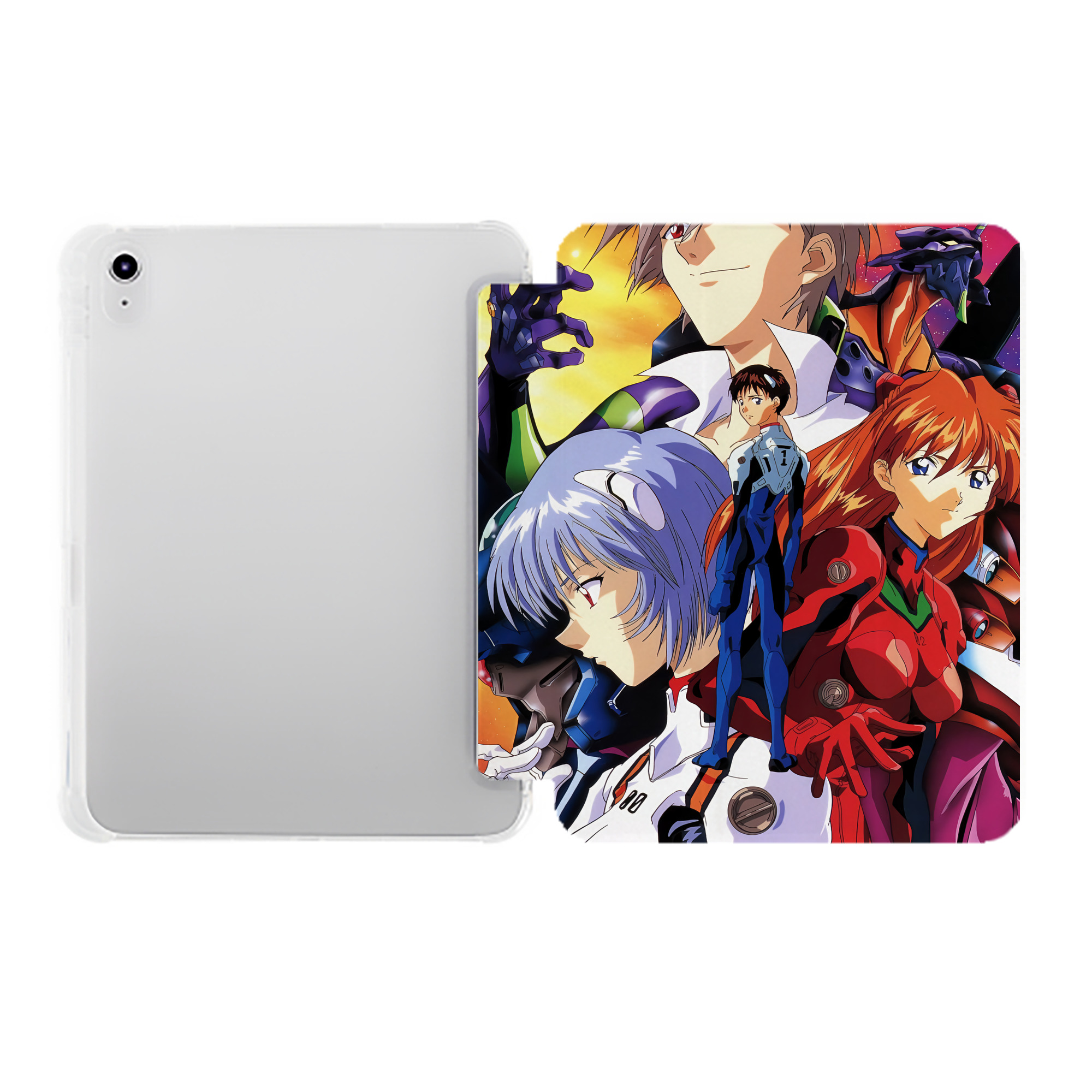 （画像用） EVA 新世紀エヴァンゲリオン IPad ケース ペン収納付き 三つ折りスタンド PUレザー×シリコン 対応機種9.5/10.5/10.9インチ